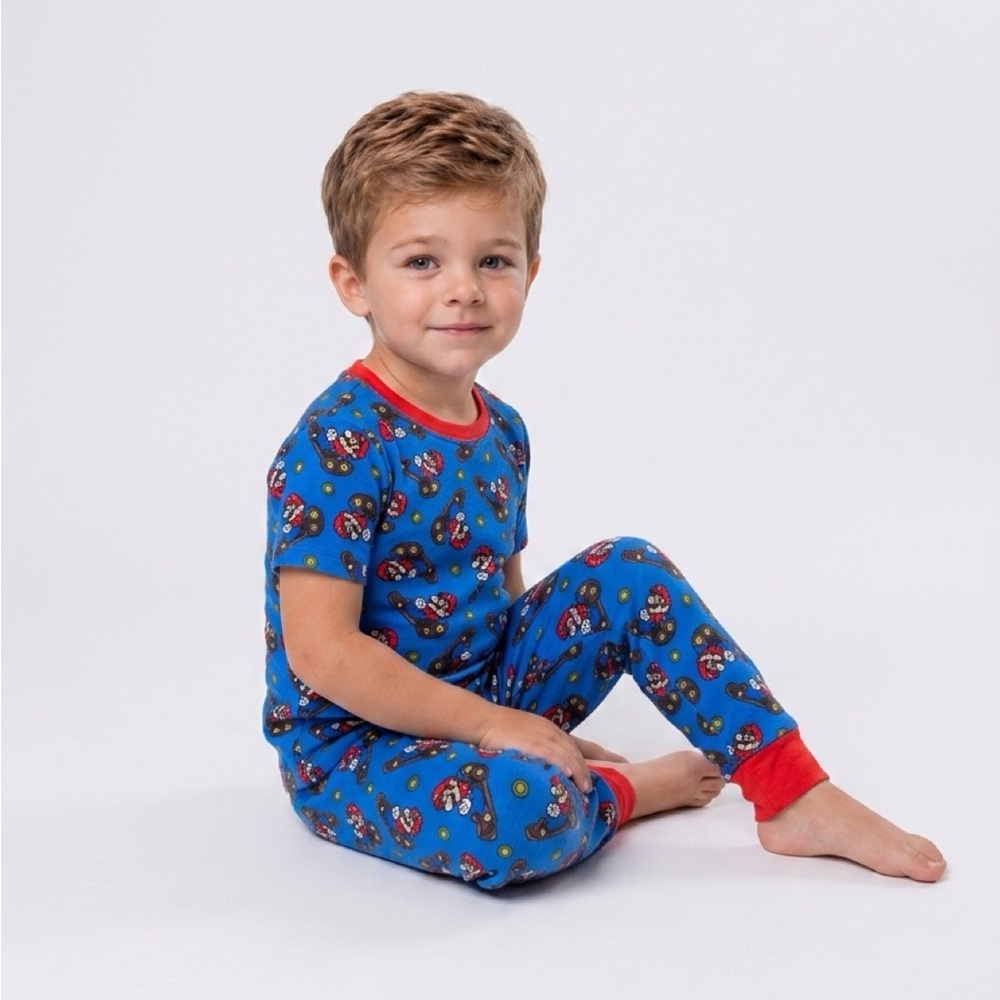 Kids Mario Pajamas Short Sleeve Pants set